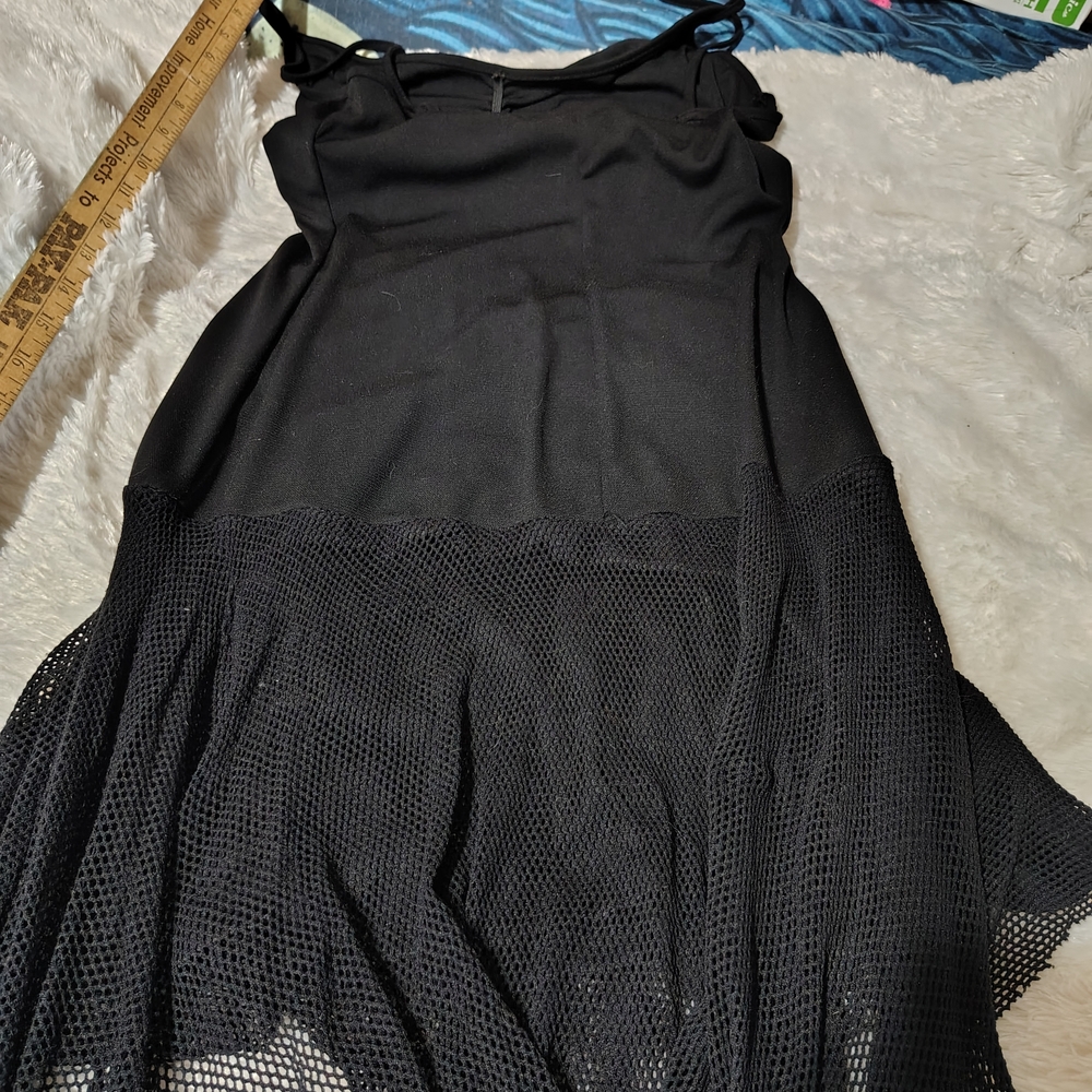 Vintage Y2K HOT KISS Dropped Waist Aystrometical Fishnet Bottom Dress/ Info SZ